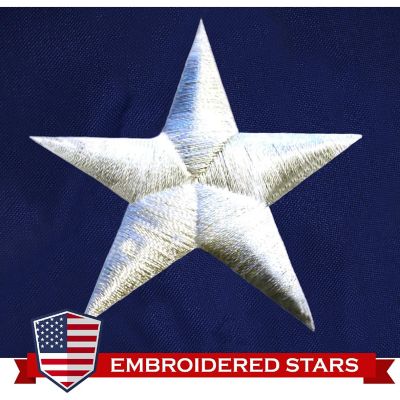 American Flag 210D Embroidered Polyester 3x5 Ft  with Pole Sleeve Image 1