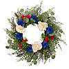 Americana Mixed Foliage and Florals Patriotic Wreath  24-Inch  Unlit Image 1
