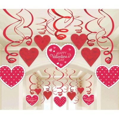 Amscan Valentine Hearts Mega Value Pack Foil Swirl Decorations Assorted Red Image 1
