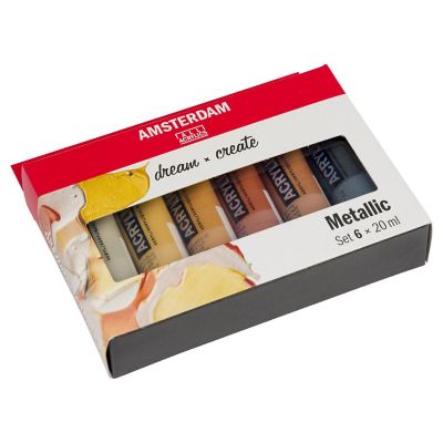 Amsterdam Standard Acrylic Paint Set 20ml 6/Pkg-Metallic Image 1