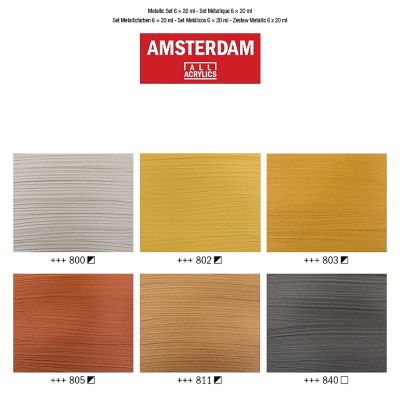 Amsterdam Standard Acrylic Paint Set 20ml 6/Pkg-Metallic Image 2