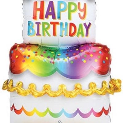 Anagram - 53" - Multicolor - Birthday Cake Foil Balloon Image 1