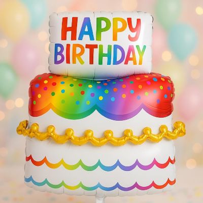 Anagram - 53" - Multicolor - Birthday Cake Foil Balloon Image 1