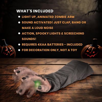 Animated Light-Up Snap-Up 19 Inch Zombie Arm Halloween Decor Image 2