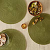 Antique Green Floral Woven Round Placemat (Set Of 6) Image 3