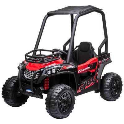 Aosom 12V Dual Motor Electric Ride On UTV w/ Music Connection and Remote Control Red Image 1