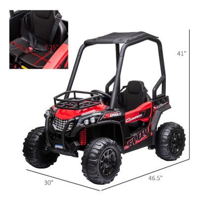 Aosom 12V Dual Motor Electric Ride On UTV w/ Music Connection and Remote Control Red Image 2