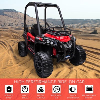 Aosom 12V Dual Motor Electric Ride On UTV w/ Music Connection and Remote Control Red Image 3