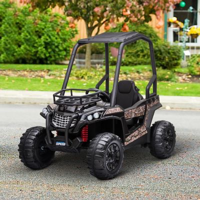 Aosom 12V Dual Motor Kids Electric Ride on UTV Toy with MP3/USB Music Connection Suspension and Remote Control Camo Image 1