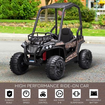 Aosom 12V Dual Motor Kids Electric Ride on UTV Toy with MP3/USB Music Connection Suspension and Remote Control Camo Image 3