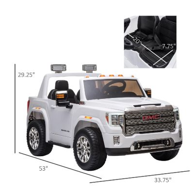 Aosom 12V GMC Sierra HD Battery Kids Ride On Car with Remote Control Bright Headlights and Working Suspension White Image 2