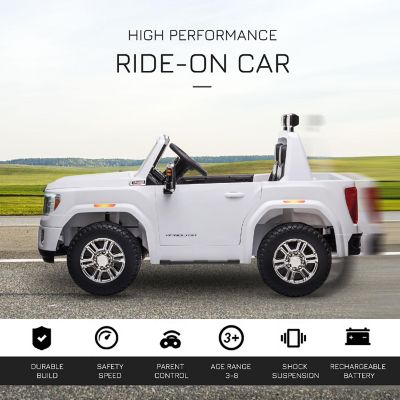 Aosom 12V GMC Sierra HD Battery Kids Ride On Car with Remote Control Bright Headlights and Working Suspension White Image 3