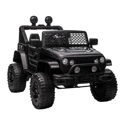 Aosom 12V Kids Ride On Car Electric Battery Powered Off Road Truck Toy with Parent Remote Control Adjustable Speed Black Image 1