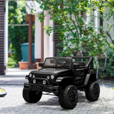 Aosom 12V Kids Ride On Car Electric Battery Powered Off Road Truck Toy with Parent Remote Control Adjustable Speed Black Image 2