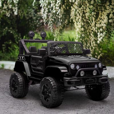 Aosom 12V Kids Ride On Car Electric Battery Powered Off Road Truck Toy with Parent Remote Control Adjustable Speed Black Image 3