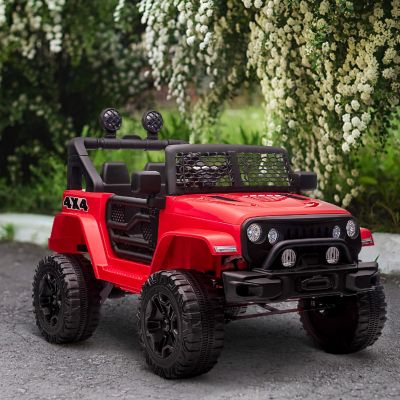 Aosom 12V Kids Ride On Car Electric Battery Powered Off Road Truck Toy with Parent Remote Control Adjustable Speed Red Image 2