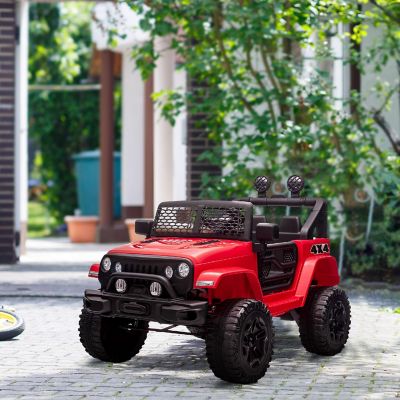 Aosom 12V Kids Ride On Car Electric Battery Powered Off Road Truck Toy with Parent Remote Control Adjustable Speed Red Image 3