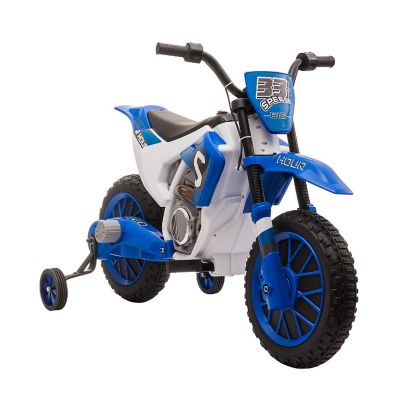 Aosom 12V Motorcycle Dirt Bike Electric Ride On w/ Training Wheels Blue Image 1