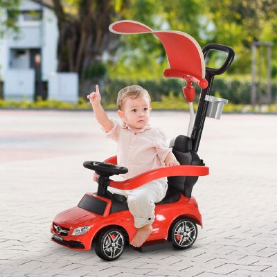 Aosom 3 in 1 Toddler Push Car Ride on W/Sound and Safety Bar 12-36Mo Red Image 1