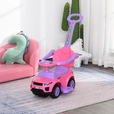 Aosom 3 In 1 Toddler Push Car w/Music Lights and Secure Bar 1-3yr Pink Image 1