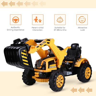 Aosom 6V Electric Ride On Construction Digger Excavator Tractor Image 3