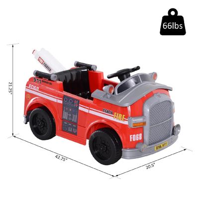 Aosom 6V Electric Ride On Fire Truck Vehicle for Kids w/Remote Control Image 2