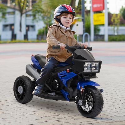 Aosom 6V Kids Motorcycle Dirt Bike Electric Battery Powered Ride On Toy Off road Street Bike w/ Music Horn Headlights Motorbike for Girls Boy Blue Image 1