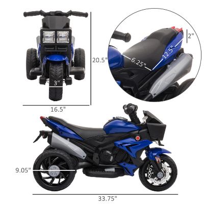 Aosom 6V Kids Motorcycle Dirt Bike Electric Battery Powered Ride On Toy Off road Street Bike w/ Music Horn Headlights Motorbike for Girls Boy Blue Image 2