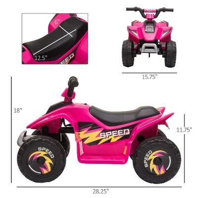 Aosom 6V Ride On ATV 4 Wheeler Electric Quad Vehicle w/Forward/ Reverse Switch 3-5yrs Pink Image 3