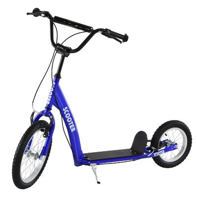 Aosom Kick Scooter w/ Front and Rear Dual Brakes 5+yrs Blue Image 1