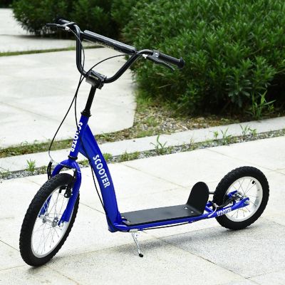 Aosom Kick Scooter w/ Front and Rear Dual Brakes 5+yrs Blue Image 1