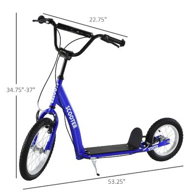 Aosom Kick Scooter w/ Front and Rear Dual Brakes 5+yrs Blue Image 2