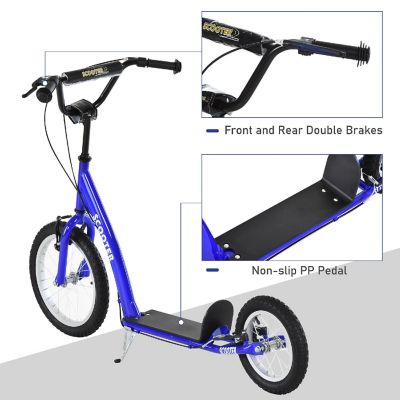 Aosom Kick Scooter w/ Front and Rear Dual Brakes 5+yrs Blue Image 3