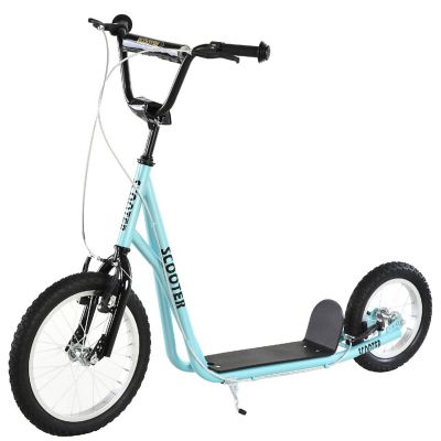 Aosom Kick Scooter w/ Front and Rear Dual Brakes 5yr+ Blue Image 1
