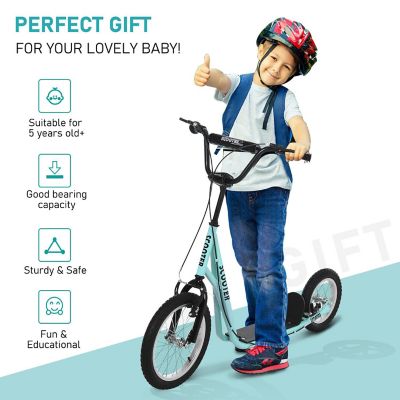 Aosom Kick Scooter w/ Front and Rear Dual Brakes 5yr+ Blue Image 3