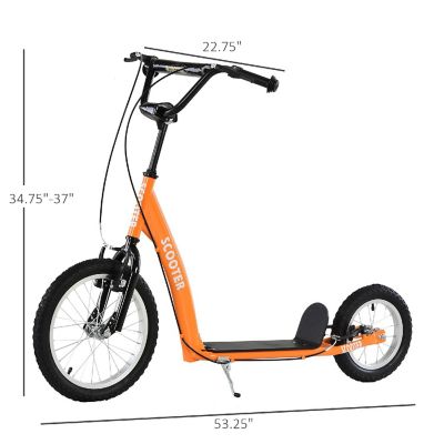 Aosom Kick Scooter w/Front and Rear Dual Brakes 5yr+ Orange Image 2