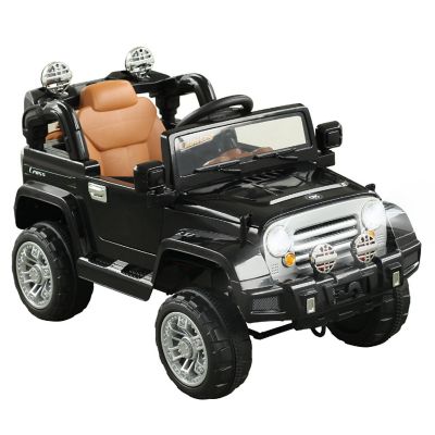 Aosom Kids Ride on Car Off Road Truck with MP3 Connection Working Horn Steering Wheel and Remote Control 12V Motor Black Image 1
