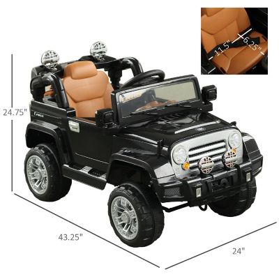 Aosom Kids Ride on Car Off Road Truck with MP3 Connection Working Horn Steering Wheel and Remote Control 12V Motor Black Image 2