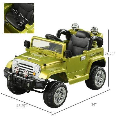 Aosom Kids Ride on Car Off Road Truck with MP3 Connection Working Horn Steering Wheel and Remote Control 12V Motor Green Image 2
