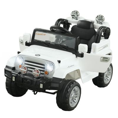 Aosom Kids Ride on Car Off Road Truck with MP3 Connection Working Horn Steering Wheel and Remote Control 12V Motor White Image 1