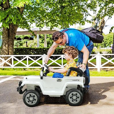 Aosom Kids Ride on Car Off Road Truck with MP3 Connection Working Horn Steering Wheel and Remote Control 12V Motor White Image 1