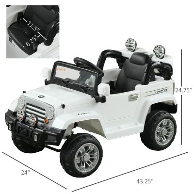 Aosom Kids Ride on Car Off Road Truck with MP3 Connection Working Horn Steering Wheel and Remote Control 12V Motor White Image 2