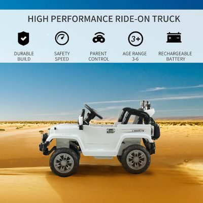 Aosom Kids Ride on Car Off Road Truck with MP3 Connection Working Horn Steering Wheel and Remote Control 12V Motor White Image 3
