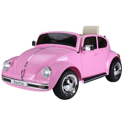 Aosom Licensed Volkswagen Beetle Electric Ride On Car 6V Battery Powered Remote Control 3-6Yrs Pink Image 1