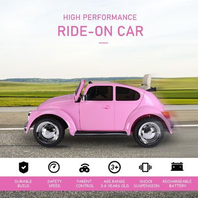 Aosom Licensed Volkswagen Beetle Electric Ride On Car 6V Battery Powered Remote Control 3-6Yrs Pink Image 3