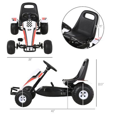 Aosom Pedal Go Kart Ride On Car Racing Style with Shift Lever Black Image 2