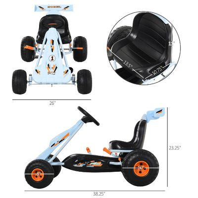 Aosom Pedal Go Kart Ride On Car with Handbrake and Shift Lever White Image 2