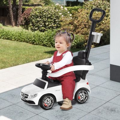 Aosom Push Car Ride On for Toddlers w/Working Steering Wheel White Image 1