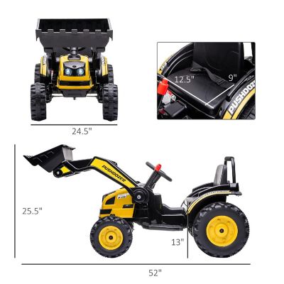 Aosom Ride on Construction Excavator Battery Powered Truck w/ Sound Yellow Image 3