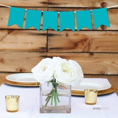 Aqua Bunting Banner - 4 x 5.5 Inch Image 1